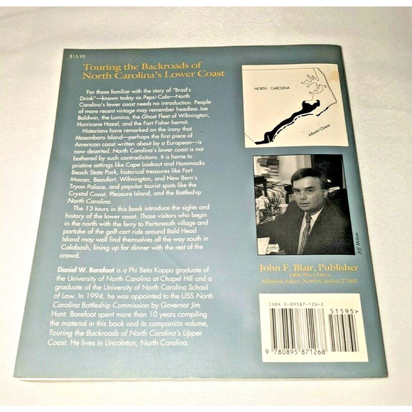 Touring the Backroads of North Carolina's Lower Coast Daniel W. Barefoot 1995" - Picture 2 of 11